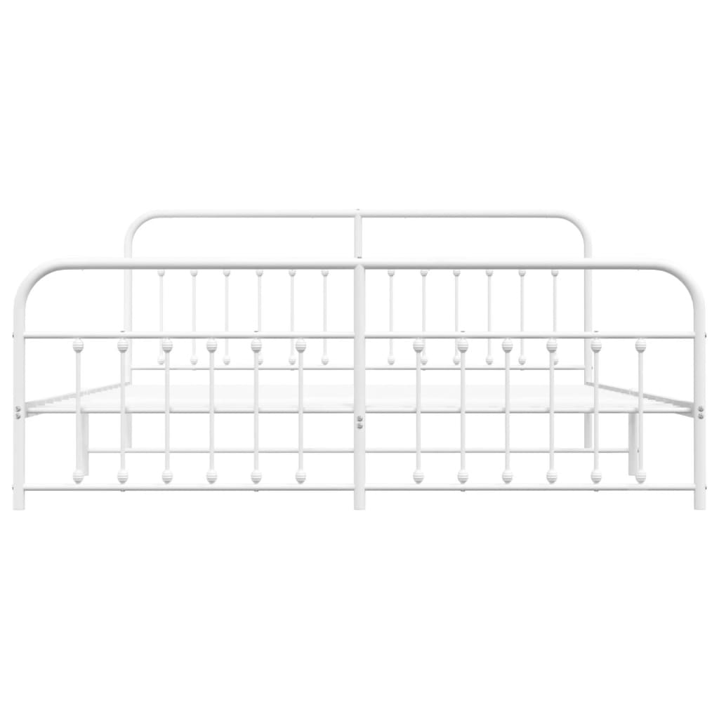 Cadre de lit métal sans matelas et pied de lit blanc 200x200 cm - XIOS
