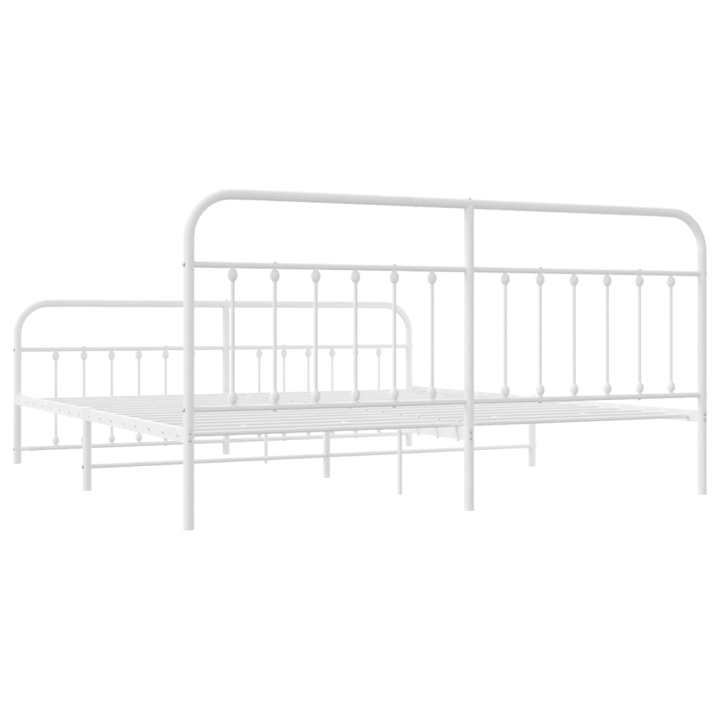 Cadre de lit métal sans matelas et pied de lit blanc 200x200 cm - XIOS