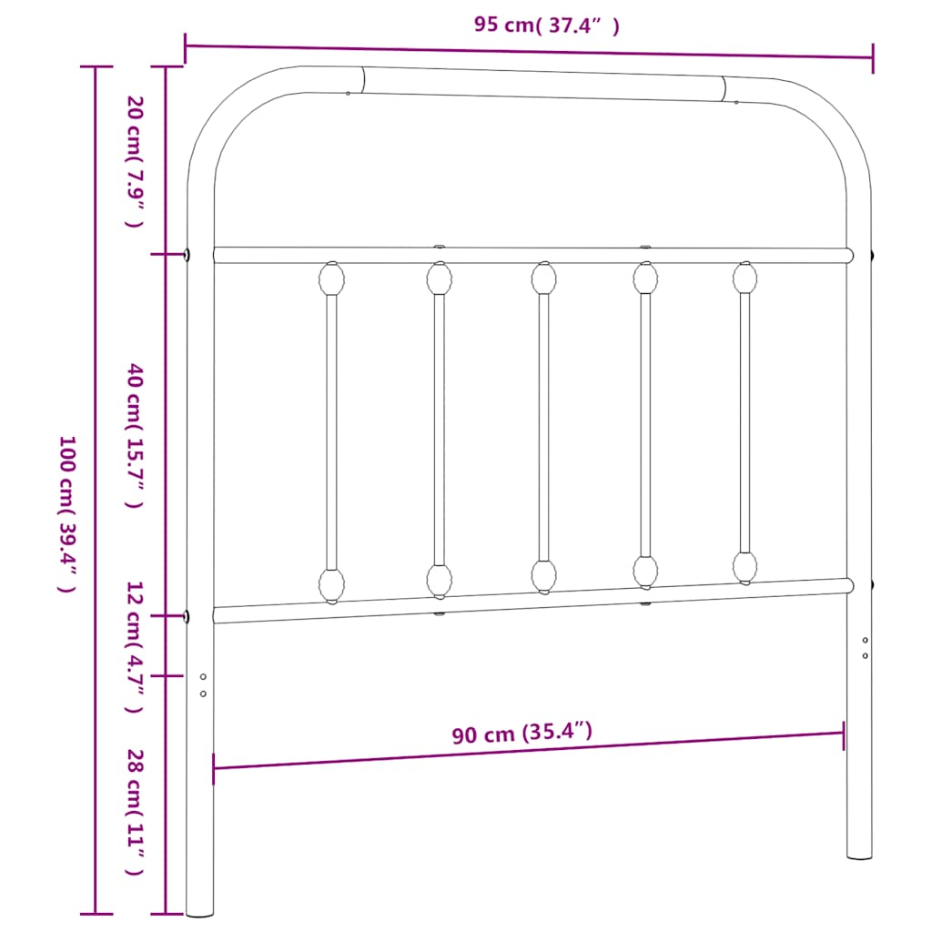 Tête de lit métal blanc 90 cm - XIOS