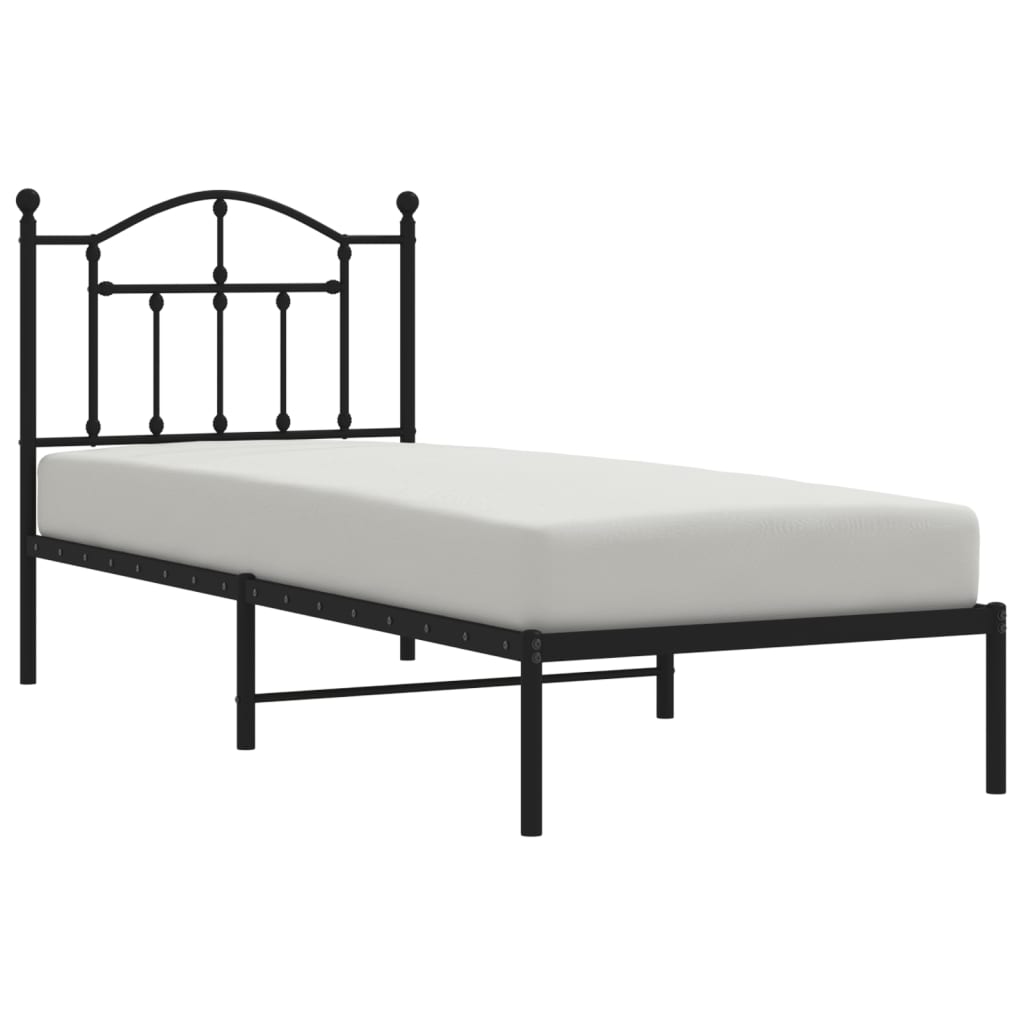 Cadre de lit métal sans matelas avec tête de lit noir 80x200 cm - XIOS