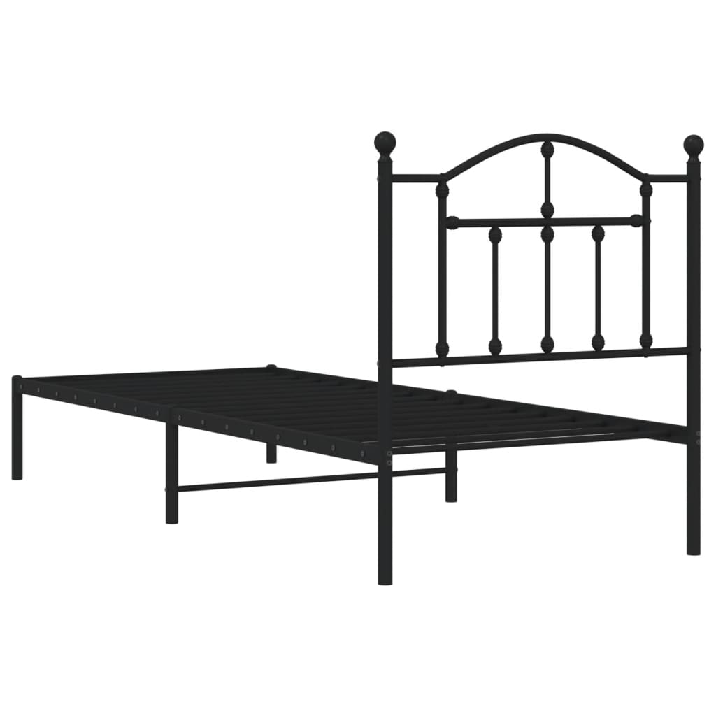 Cadre de lit métal sans matelas avec tête de lit noir 80x200 cm - XIOS