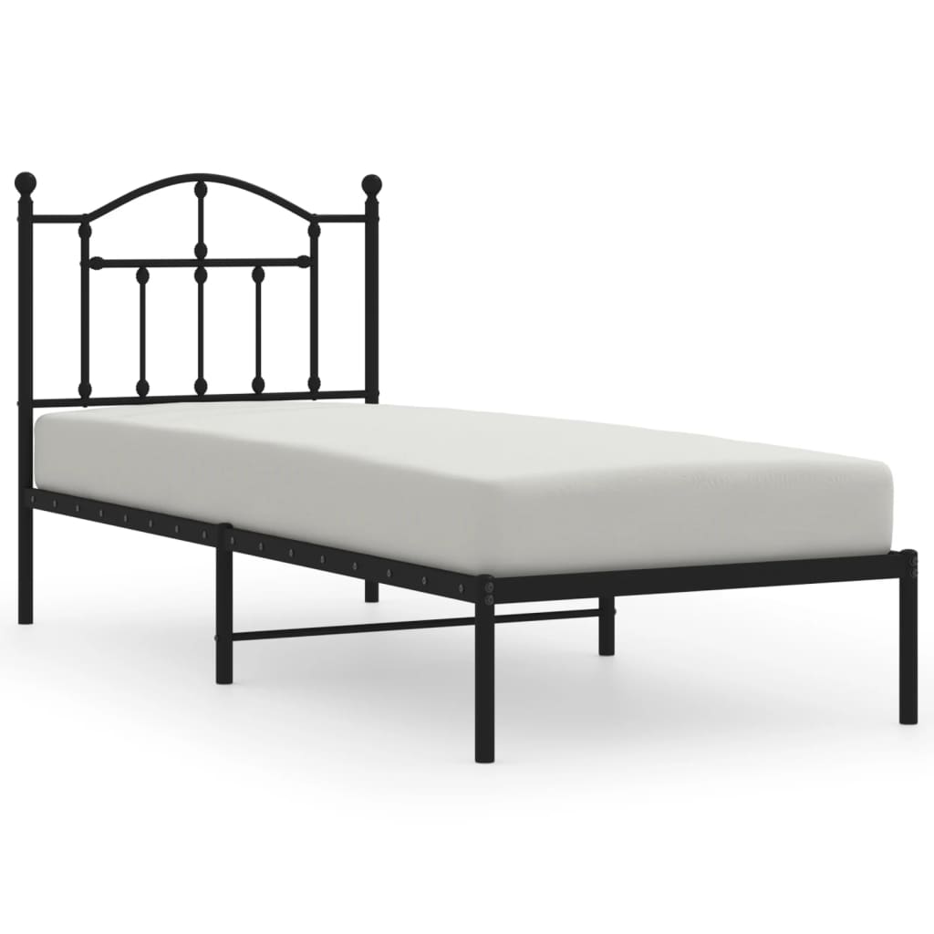 Cadre de lit métal sans matelas avec tête de lit noir 90x190 cm - XIOS