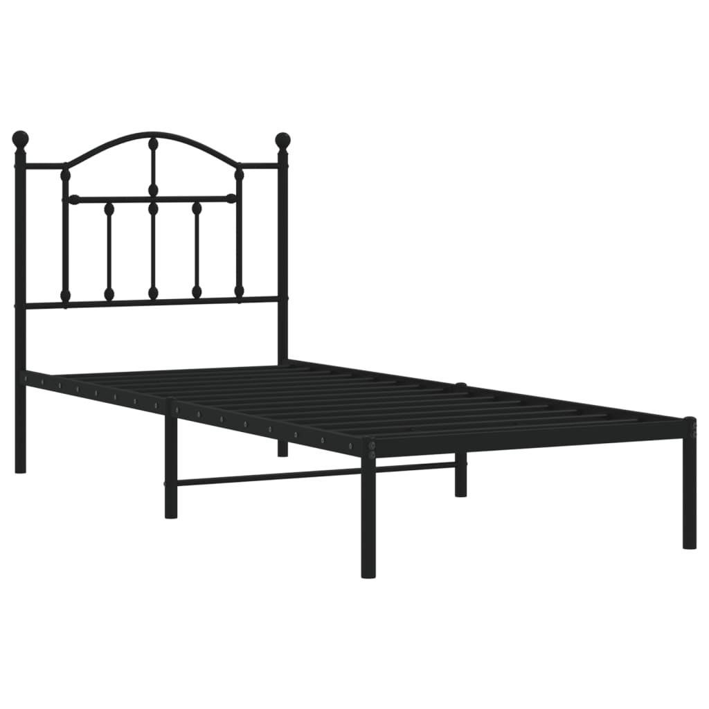 Cadre de lit métal sans matelas avec tête de lit noir 90x190 cm - XIOS