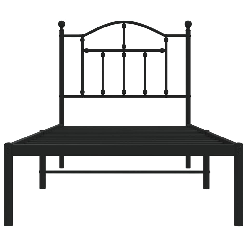 Cadre de lit métal sans matelas avec tête de lit noir 90x190 cm - XIOS