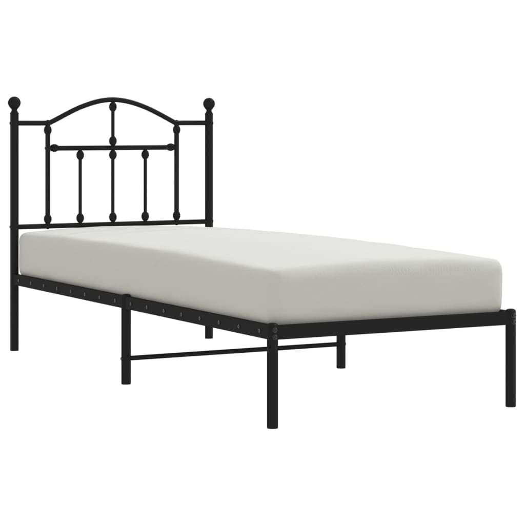 Cadre de lit métal sans matelas avec tête de lit noir 90x200 cm - XIOS