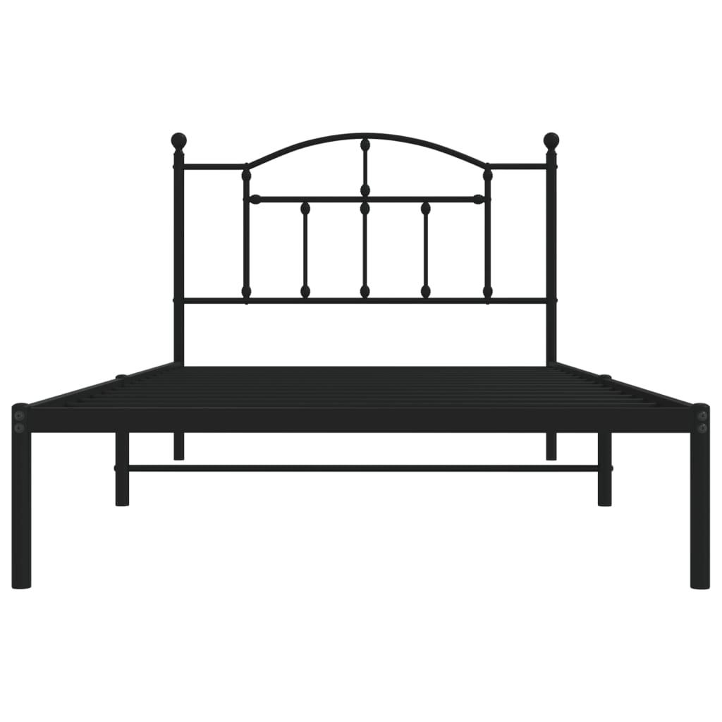 Cadre de lit métal sans matelas avec tête de lit noir 107x203cm - XIOS