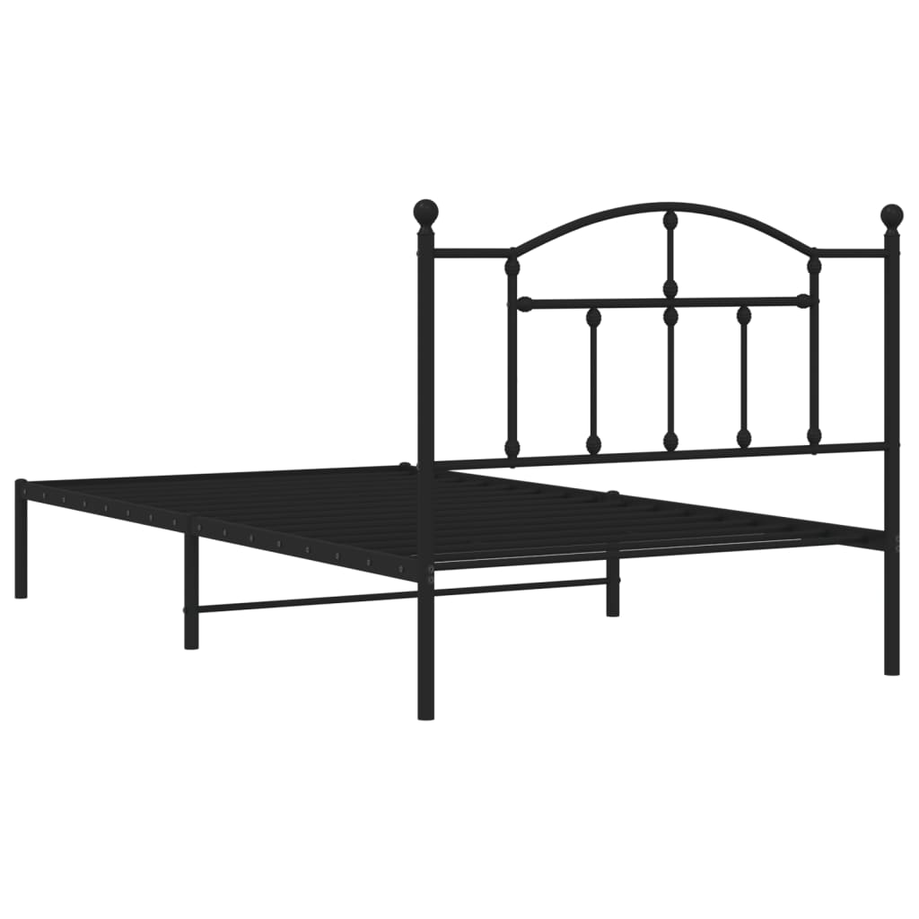 Cadre de lit métal sans matelas avec tête de lit noir 107x203cm - XIOS