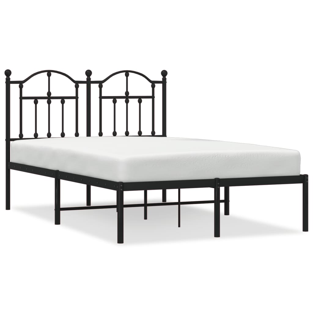 Cadre de lit métal sans matelas avec tête de lit noir 120x190cm - XIOS