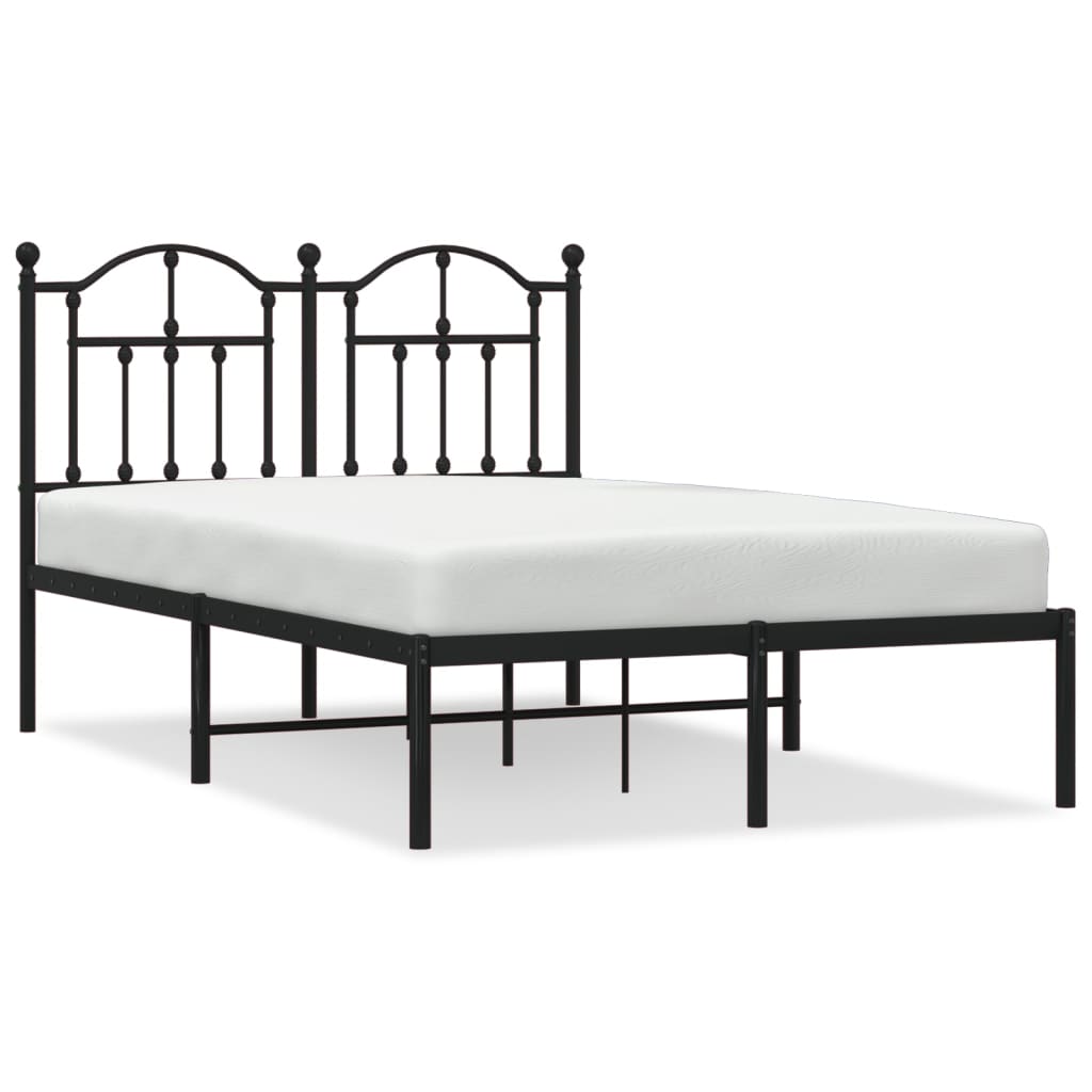 Cadre de lit métal sans matelas avec tête de lit noir 120x200cm - XIOS