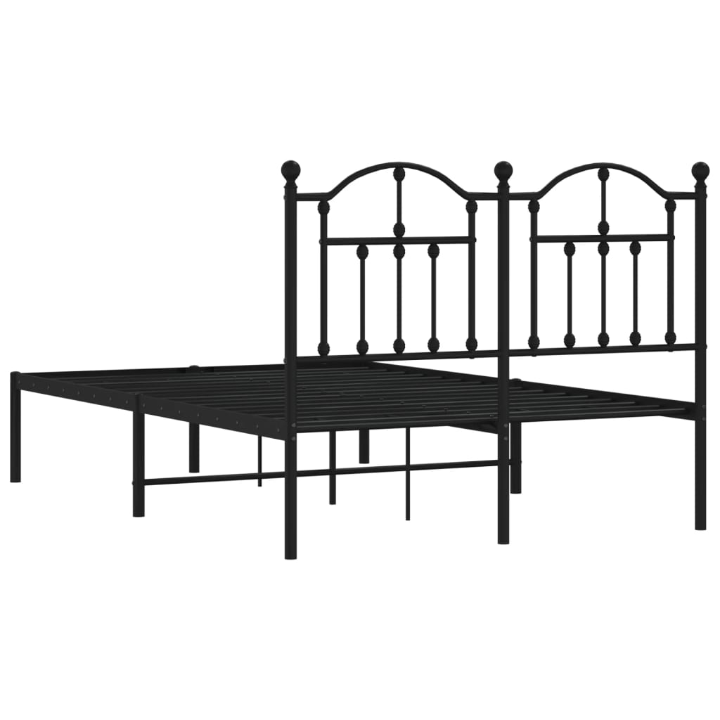 Cadre de lit métal sans matelas avec tête de lit noir 120x200cm - XIOS