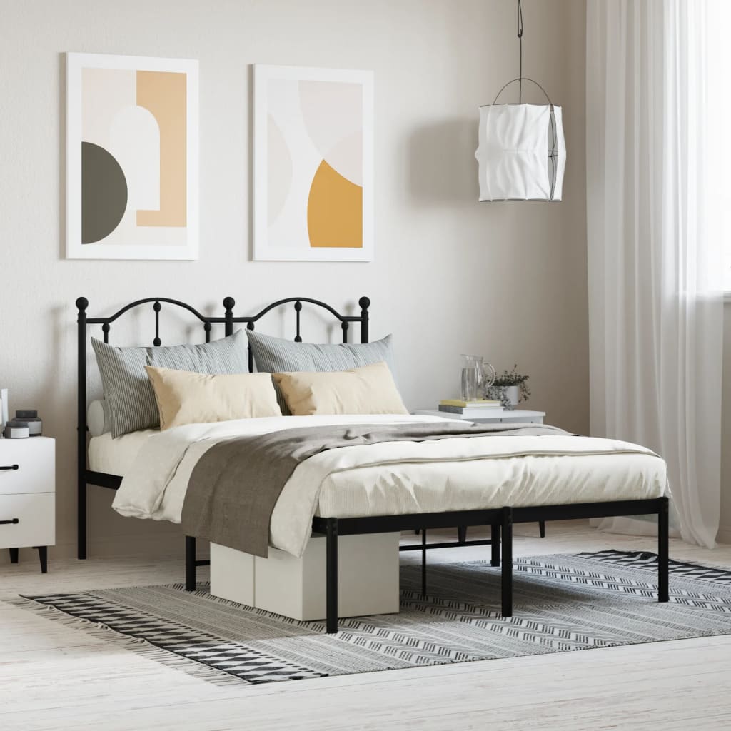Cadre de lit métal sans matelas avec tête de lit noir 120x200cm - XIOS