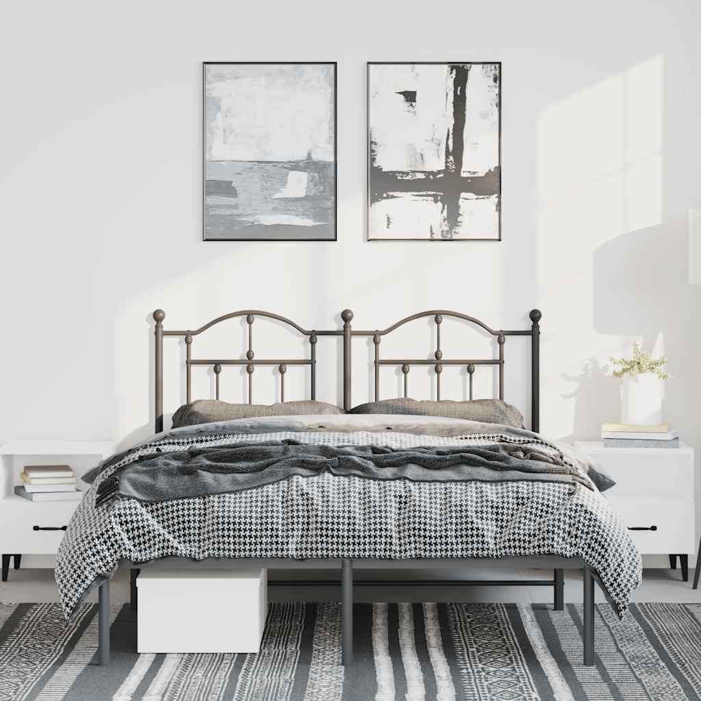 Cadre de lit métal sans matelas avec tête de lit noir 135x190cm - XIOS