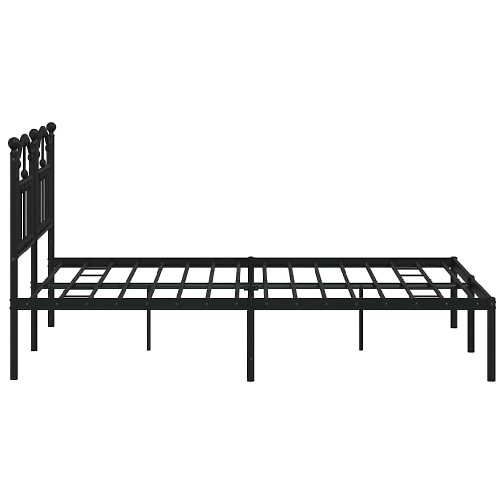 Cadre de lit métal sans matelas avec tête de lit noir 135x190cm - XIOS