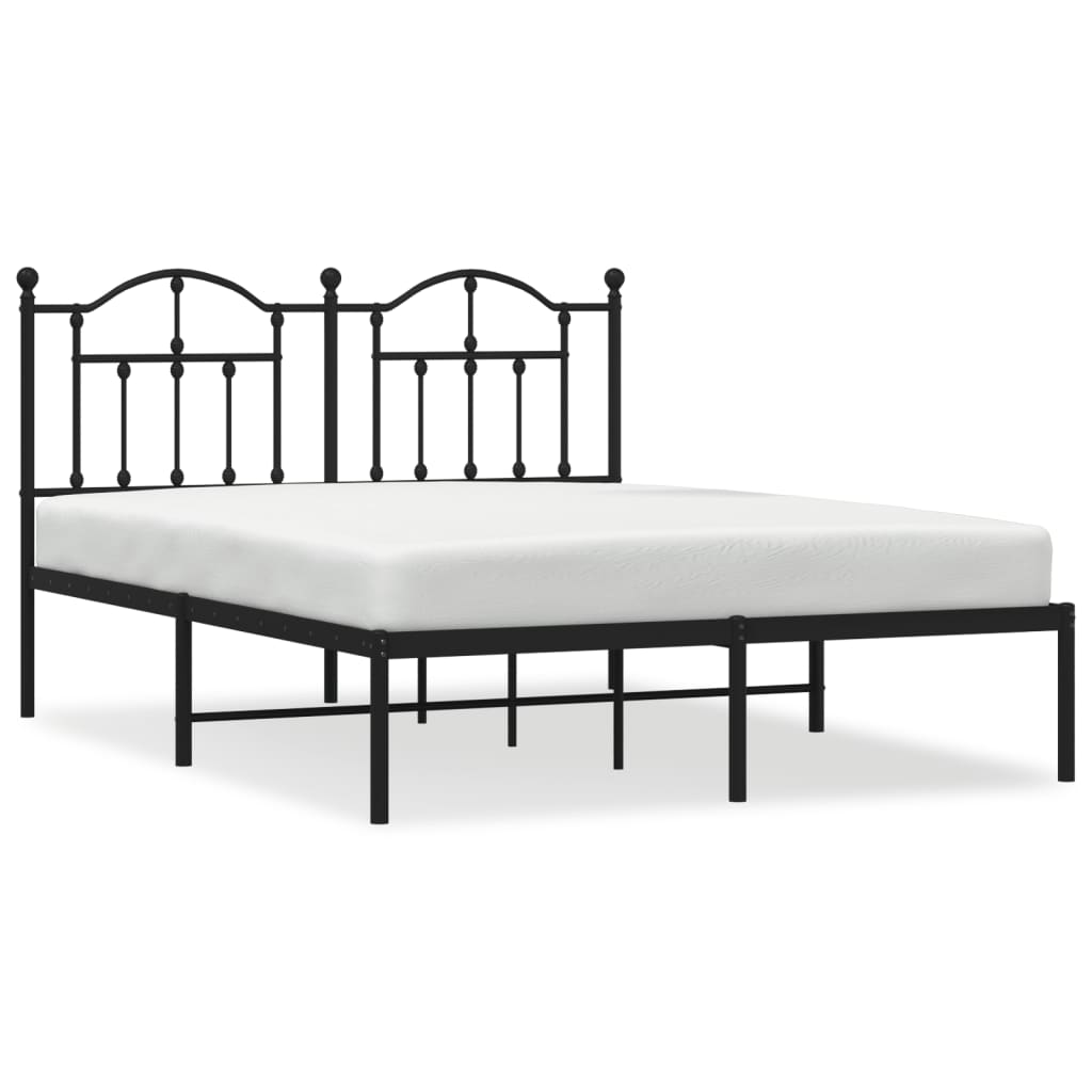 Cadre de lit métal sans matelas avec tête de lit noir 140x190cm - XIOS