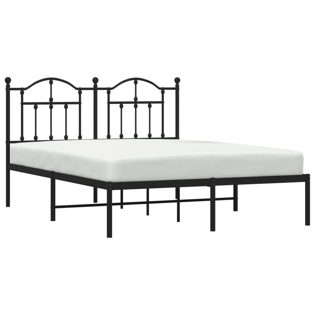 Cadre de lit métal sans matelas avec tête de lit noir 140x190cm - XIOS