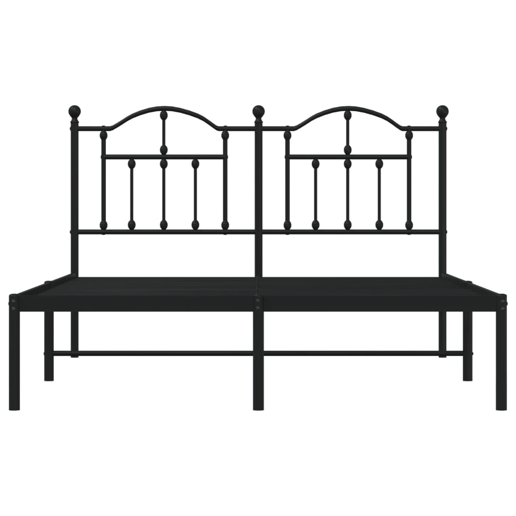 Cadre de lit métal sans matelas avec tête de lit noir 140x190cm - XIOS