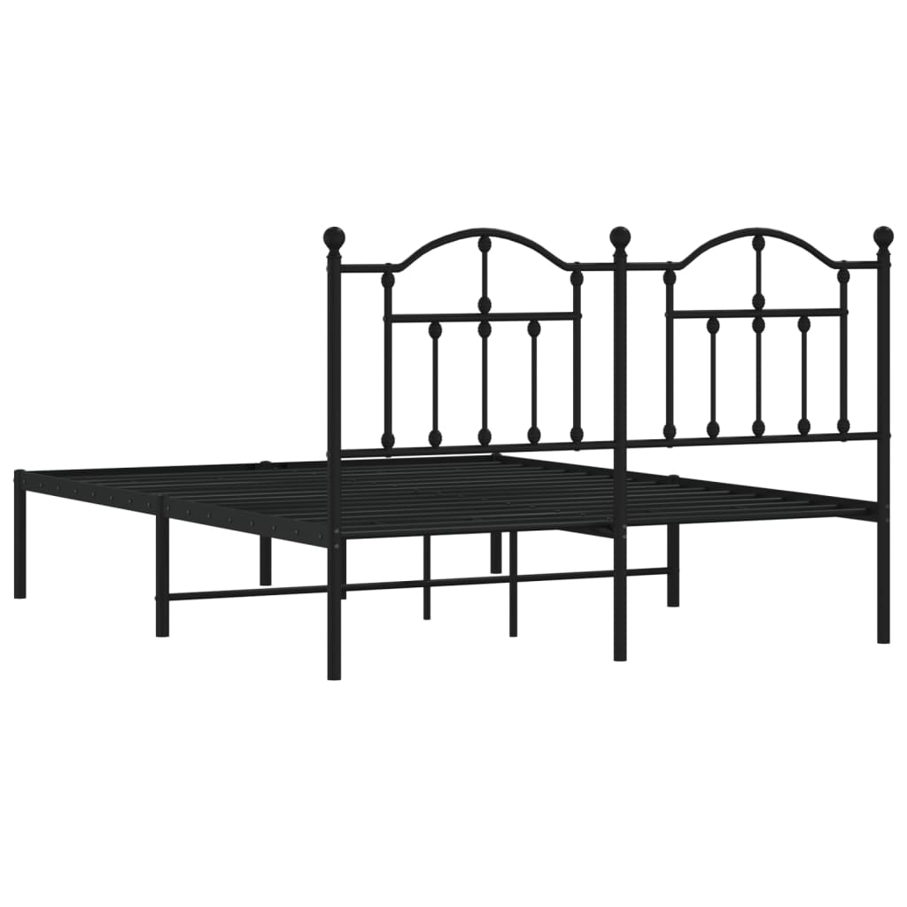 Cadre de lit métal sans matelas avec tête de lit noir 140x190cm - XIOS