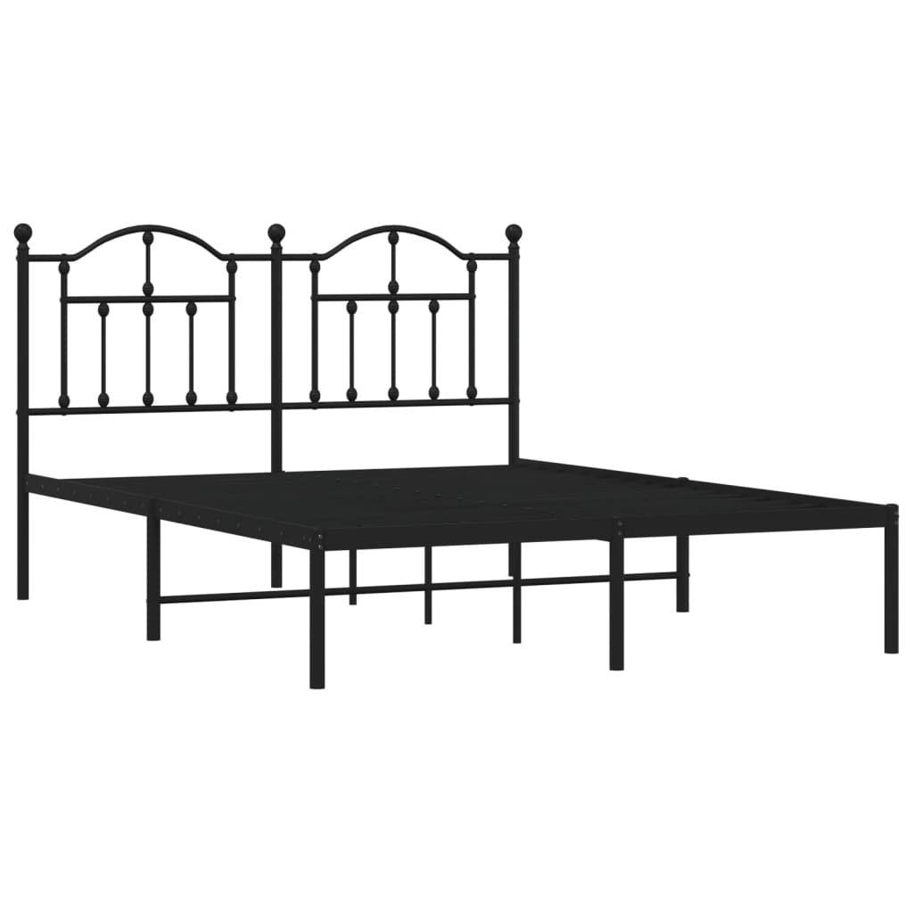 Cadre de lit métal sans matelas avec tête de lit noir 140x200cm - XIOS