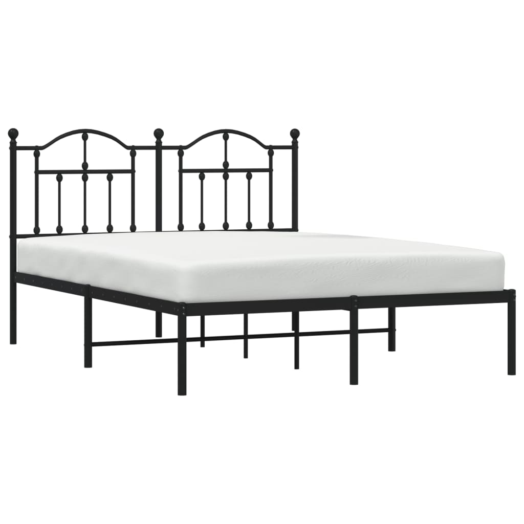 Cadre de lit métal sans matelas avec tête de lit noir 140x200cm - XIOS