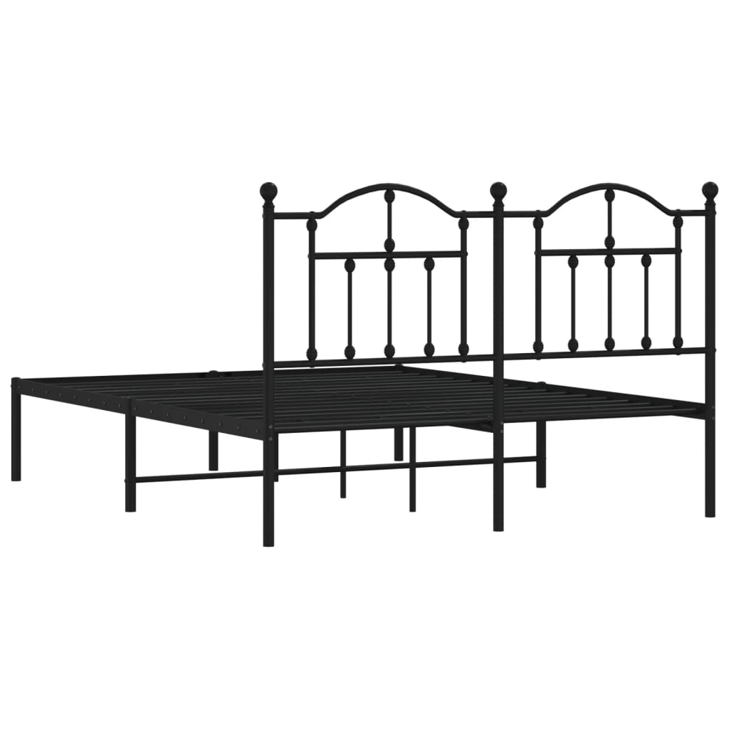 Cadre de lit métal sans matelas avec tête de lit noir 140x200cm - XIOS