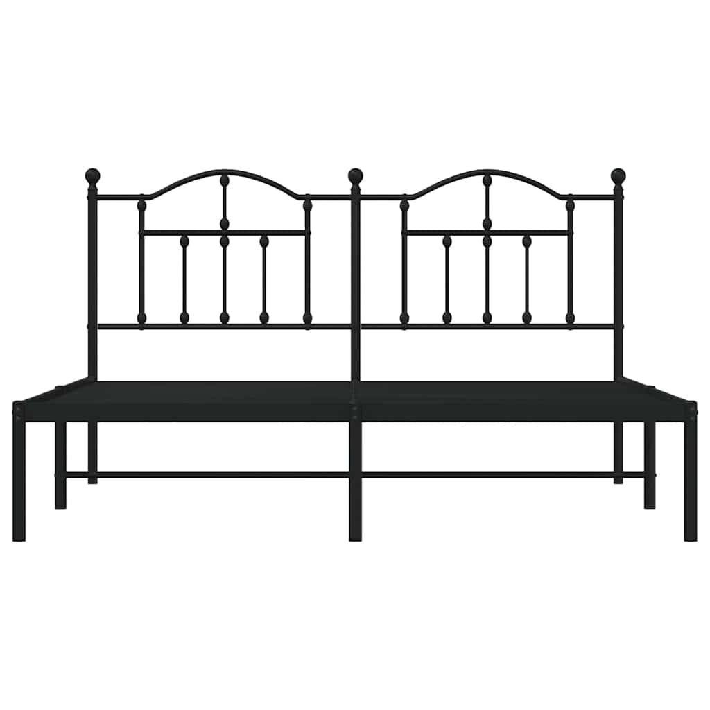 Cadre de lit métal sans matelas et tête de lit noir 160x200 cm - XIOS
