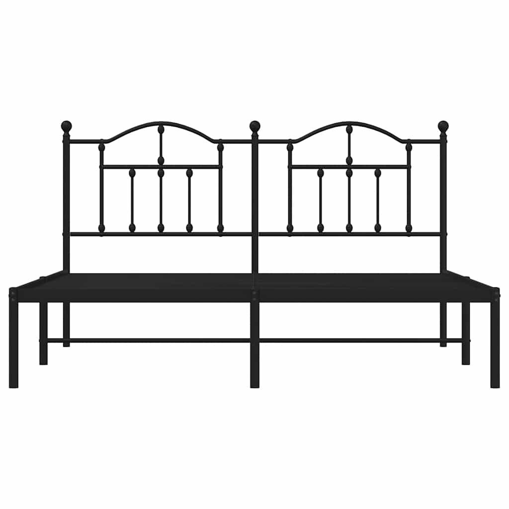 Cadre de lit métal sans matelas et tête de lit noir 180x200 cm - XIOS