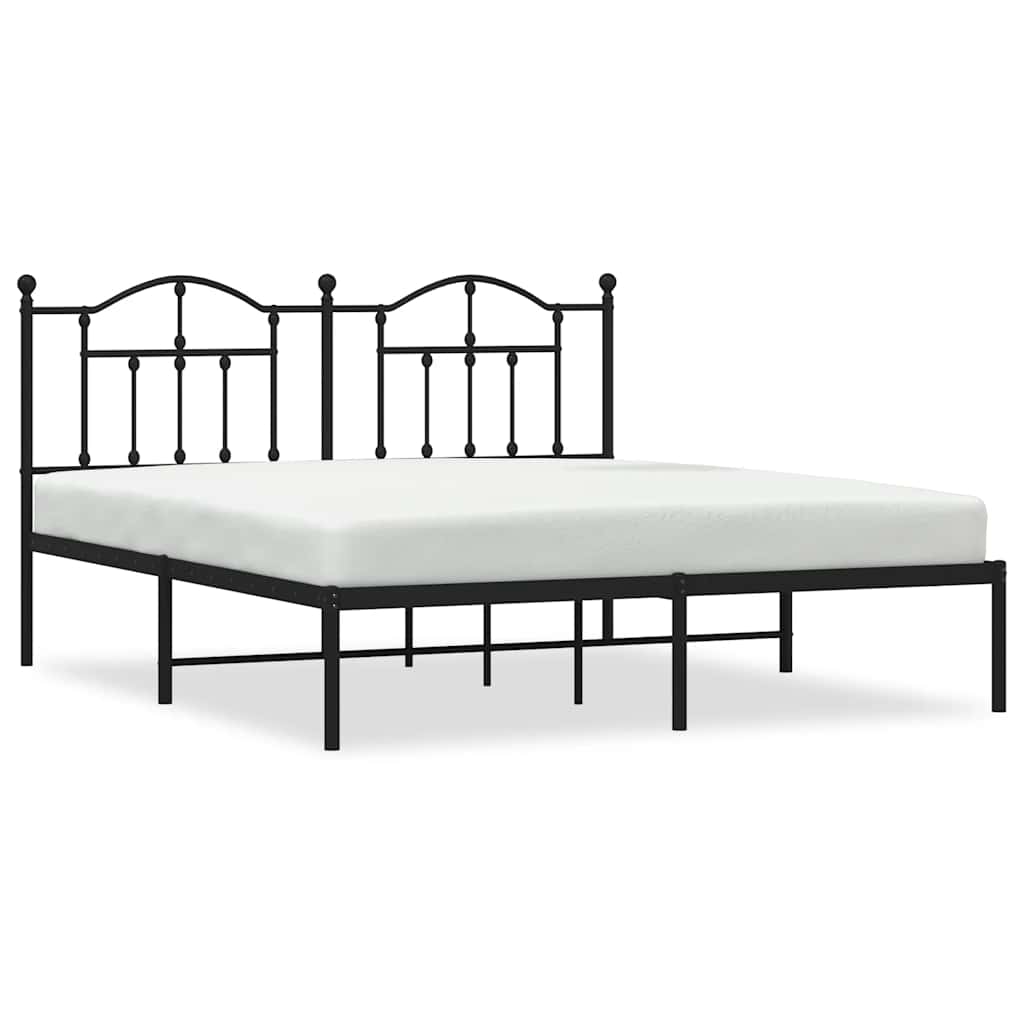 Cadre de lit métal sans matelas avec tête de lit noir 183x213cm - XIOS