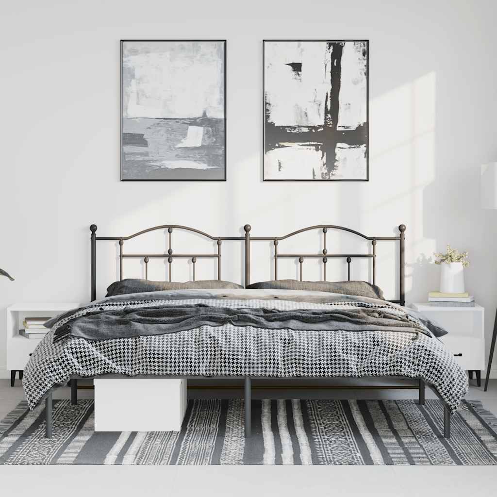 Cadre de lit métal sans matelas avec tête de lit noir 183x213cm - XIOS