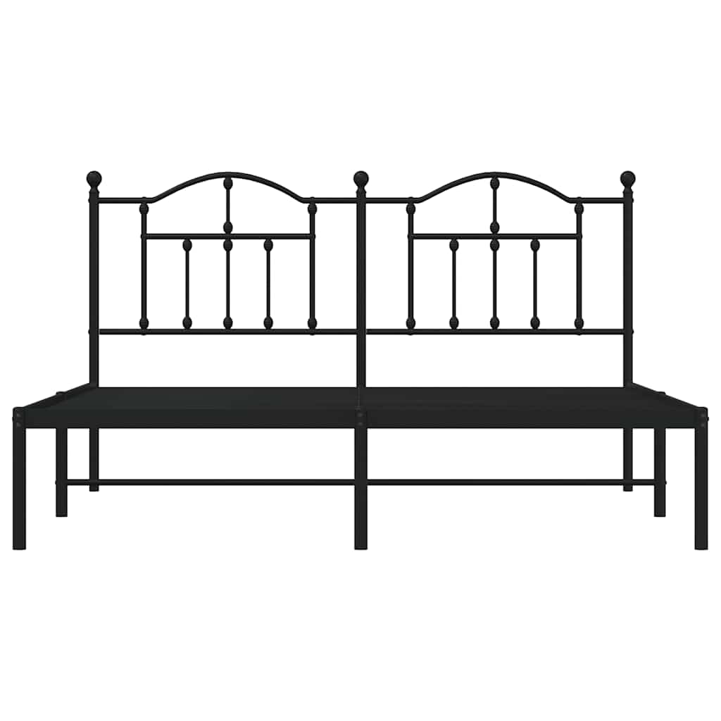 Cadre de lit métal sans matelas avec tête de lit noir 183x213cm - XIOS