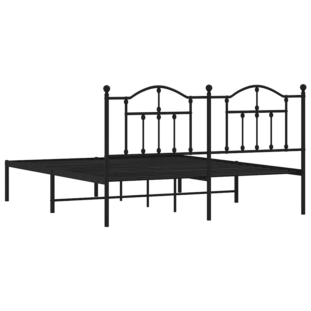 Cadre de lit métal sans matelas avec tête de lit noir 183x213cm - XIOS