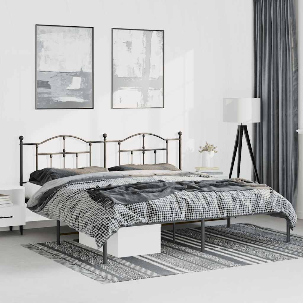 Cadre de lit métal sans matelas avec tête de lit noir 183x213cm - XIOS