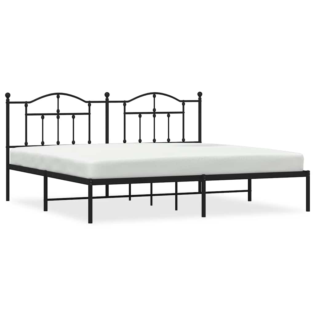 Cadre de lit métal sans matelas avec tête de lit noir 193x203cm - XIOS