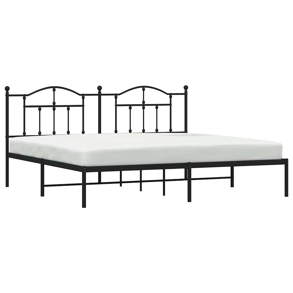 Cadre de lit métal sans matelas avec tête de lit noir 193x203cm - XIOS