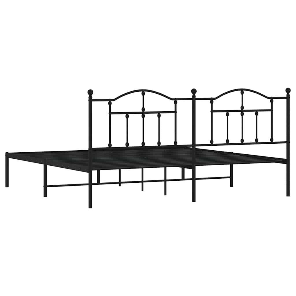 Cadre de lit métal sans matelas avec tête de lit noir 193x203cm - XIOS