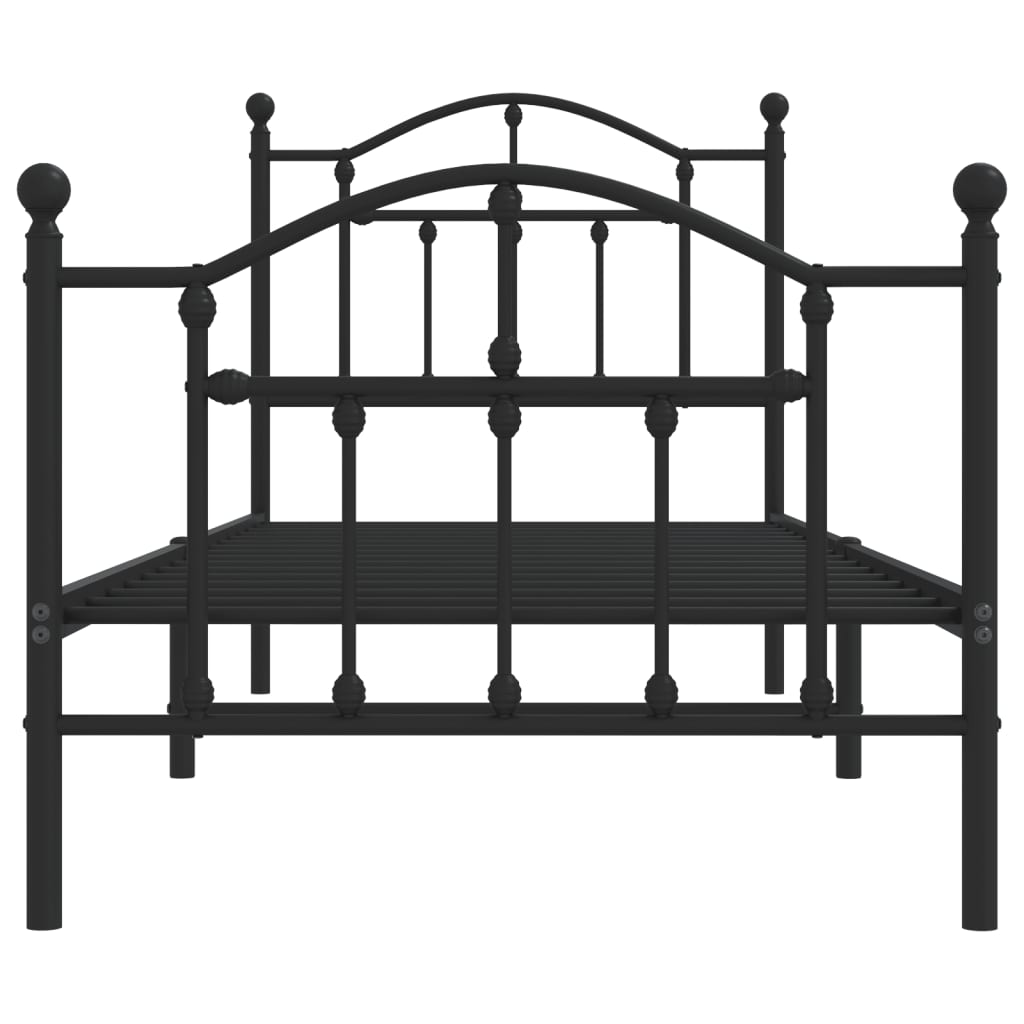Cadre de lit métal sans matelas avec pied de lit noir 80x200 cm - XIOS