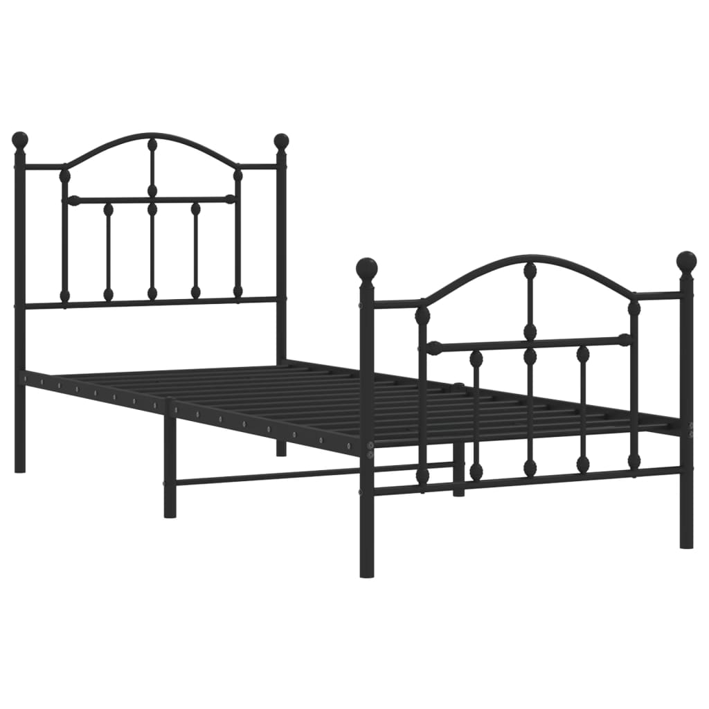 Cadre de lit métal sans matelas avec pied de lit noir 90x200 cm - XIOS