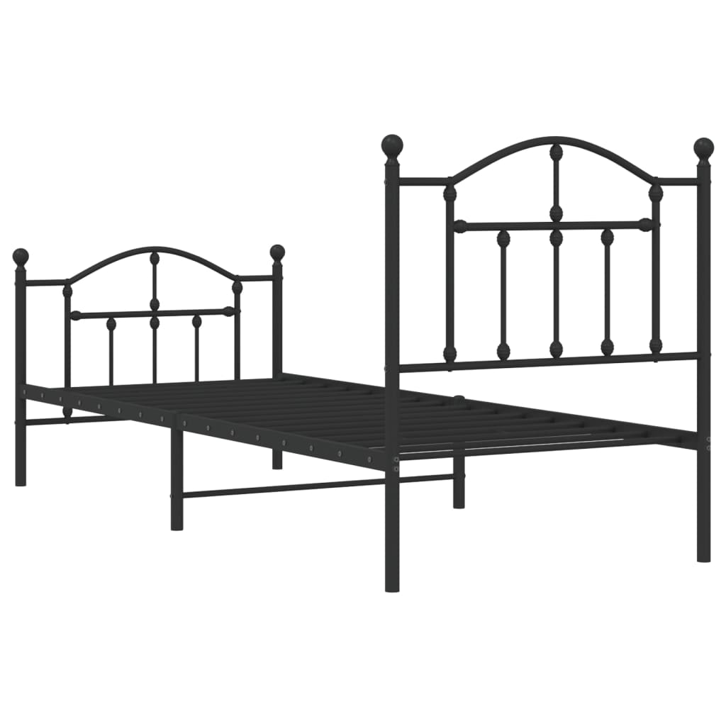 Cadre de lit métal sans matelas avec pied de lit noir 90x200 cm - XIOS