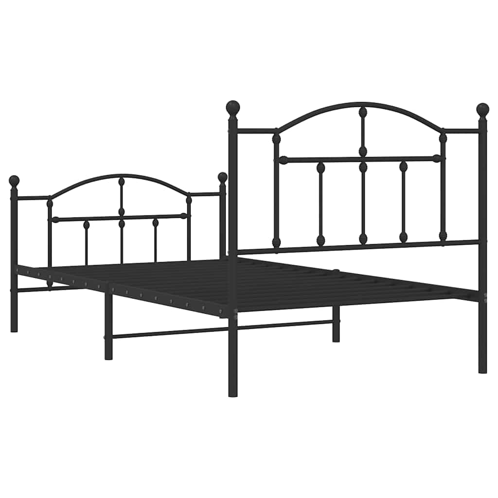 Cadre de lit métal sans matelas avec pied de lit noir 100x190cm - XIOS