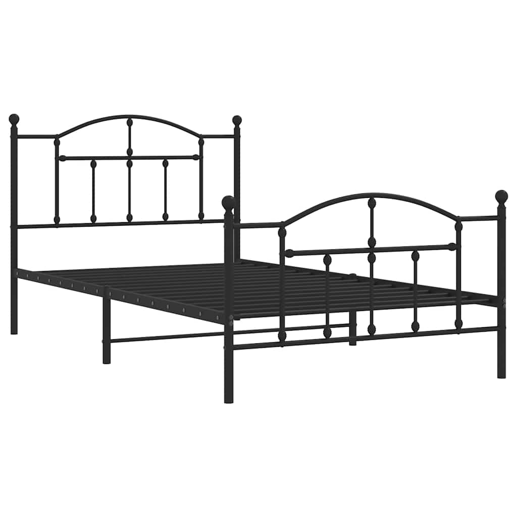 Cadre de lit métal sans matelas et pied de lit noir 100x200 cm - XIOS