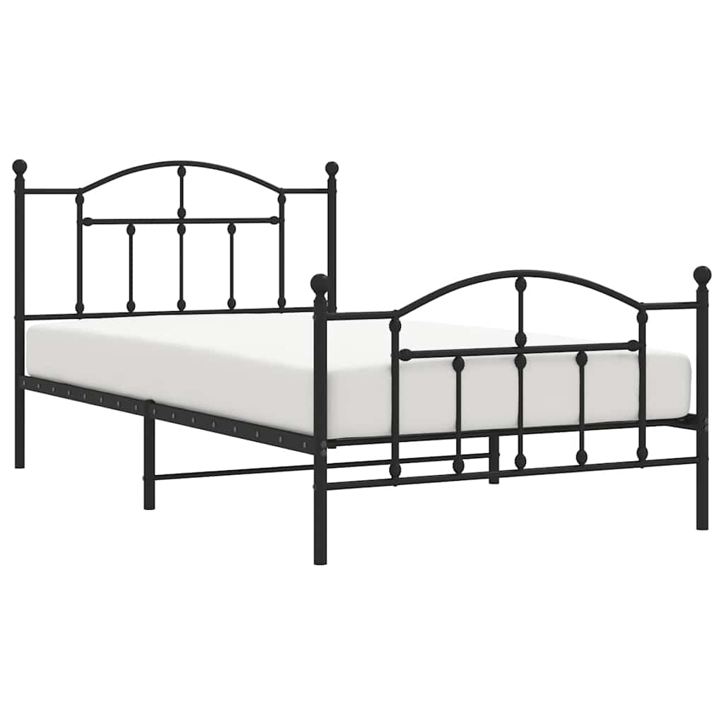 Cadre de lit métal sans matelas et pied de lit noir 100x200 cm - XIOS