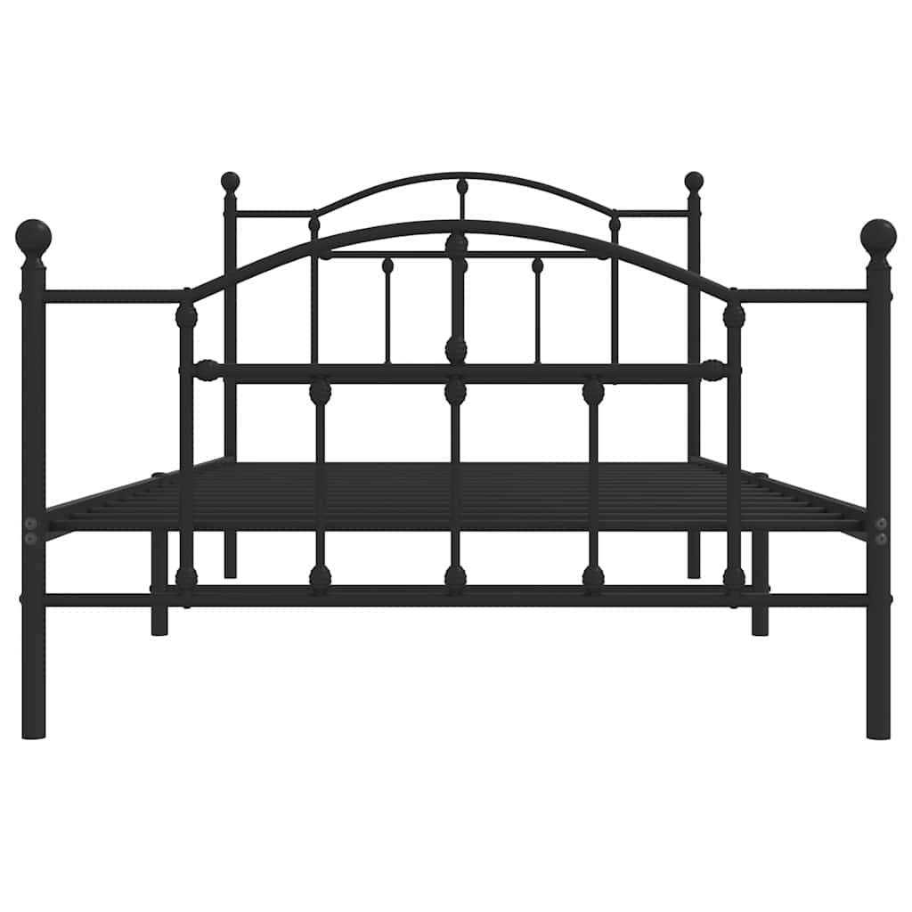 Cadre de lit métal sans matelas et pied de lit noir 100x200 cm - XIOS