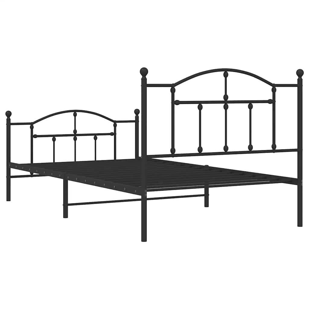 Cadre de lit métal sans matelas et pied de lit noir 100x200 cm - XIOS