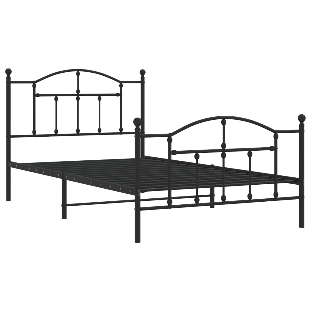 Cadre de lit métal sans matelas avec pied de lit noir 107x203cm - XIOS
