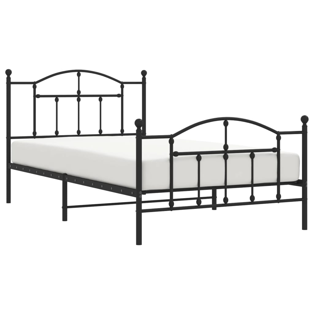 Cadre de lit métal sans matelas avec pied de lit noir 107x203cm - XIOS
