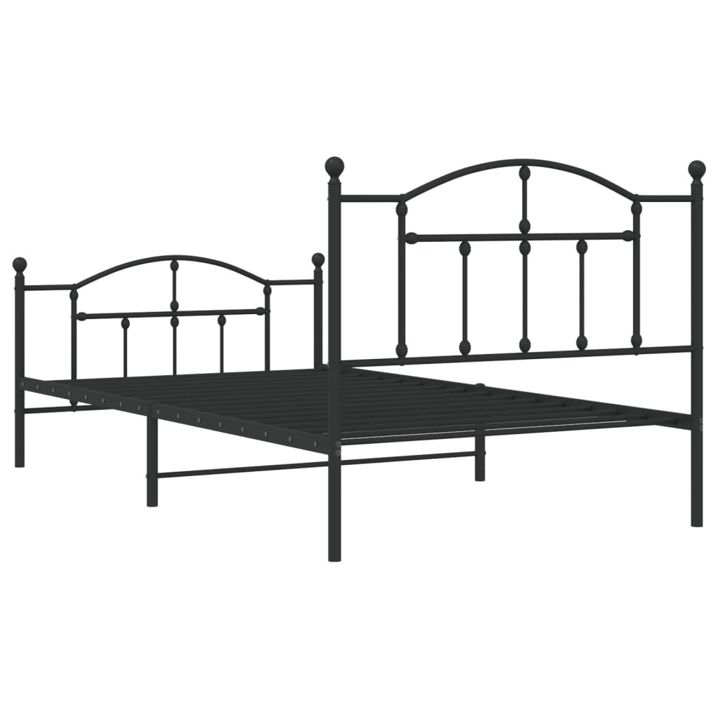 Cadre de lit métal sans matelas avec pied de lit noir 107x203cm - XIOS