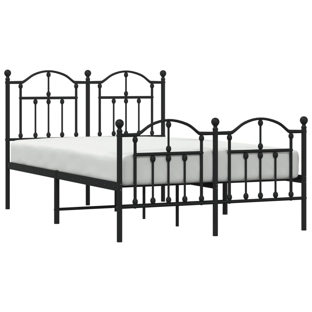 Cadre de lit métal sans matelas avec pied de lit noir 120x190cm - XIOS