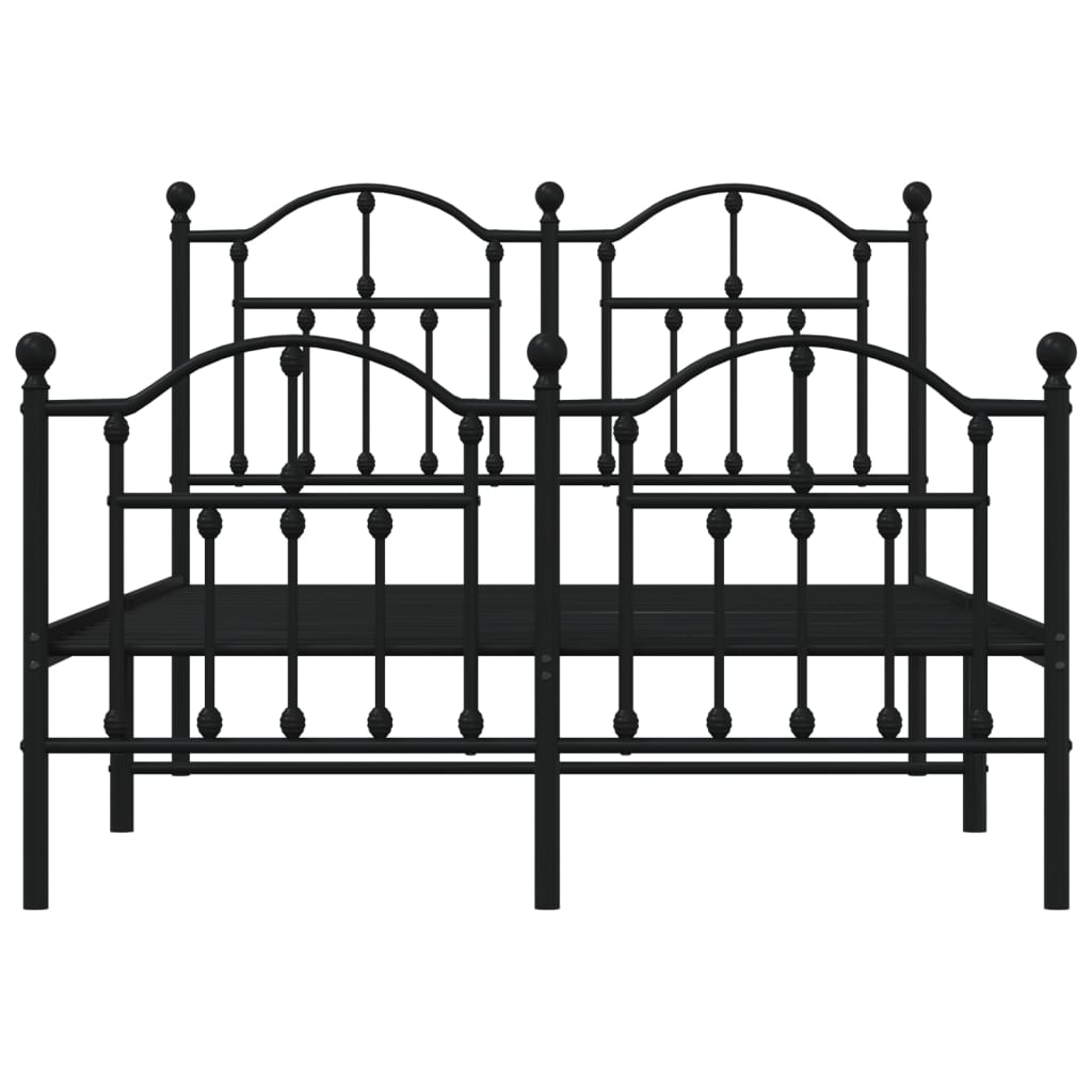 Cadre de lit métal sans matelas avec pied de lit noir 120x190cm - XIOS