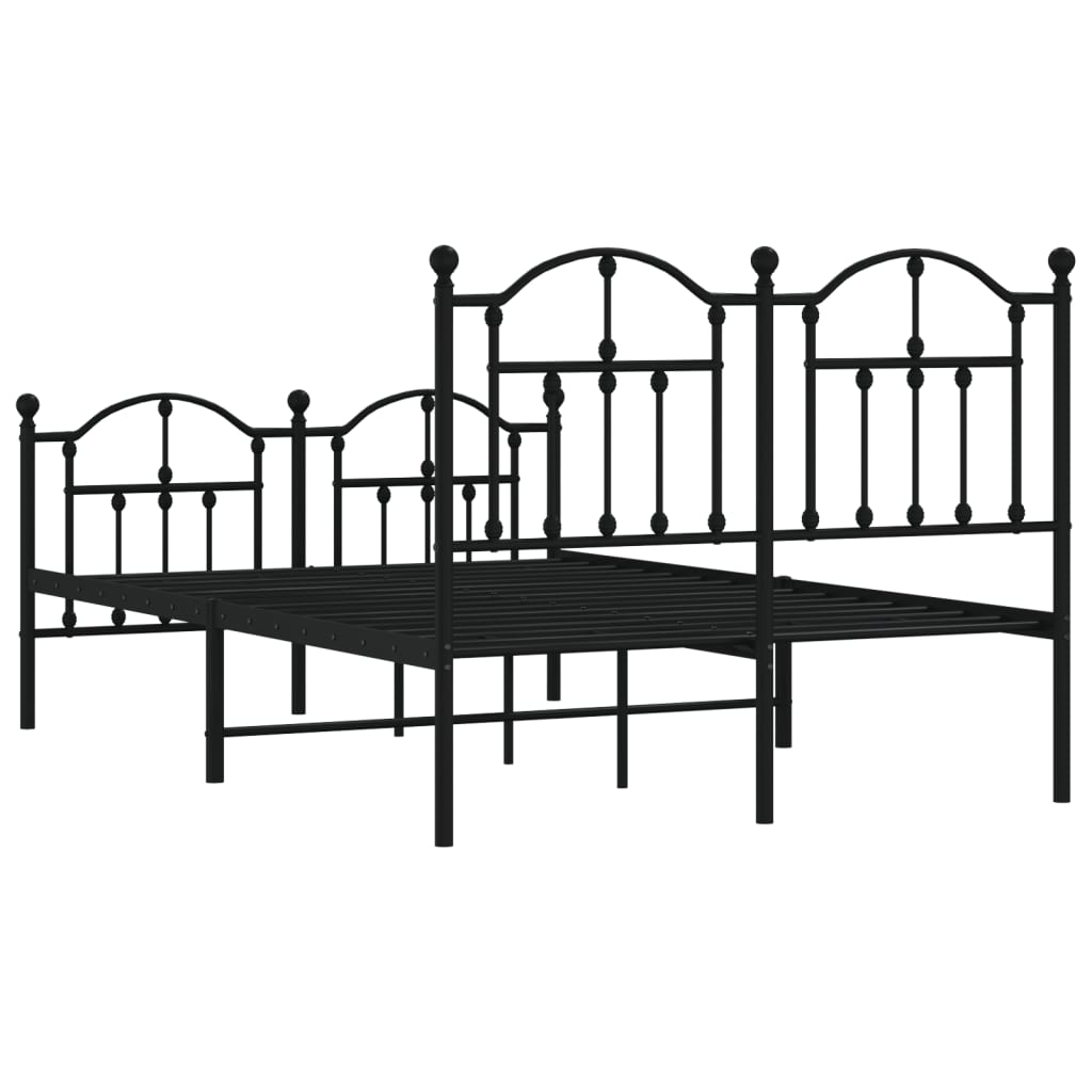 Cadre de lit métal sans matelas avec pied de lit noir 120x190cm - XIOS