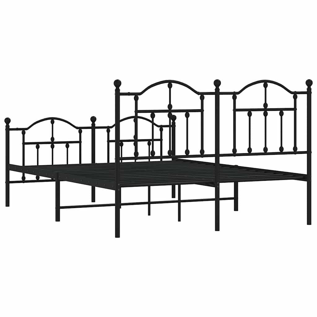Cadre de lit métal sans matelas avec pied de lit noir 135x190cm - XIOS