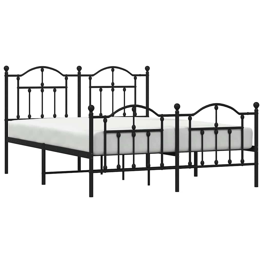 Cadre de lit métal sans matelas avec pied de lit noir 140x190cm - XIOS